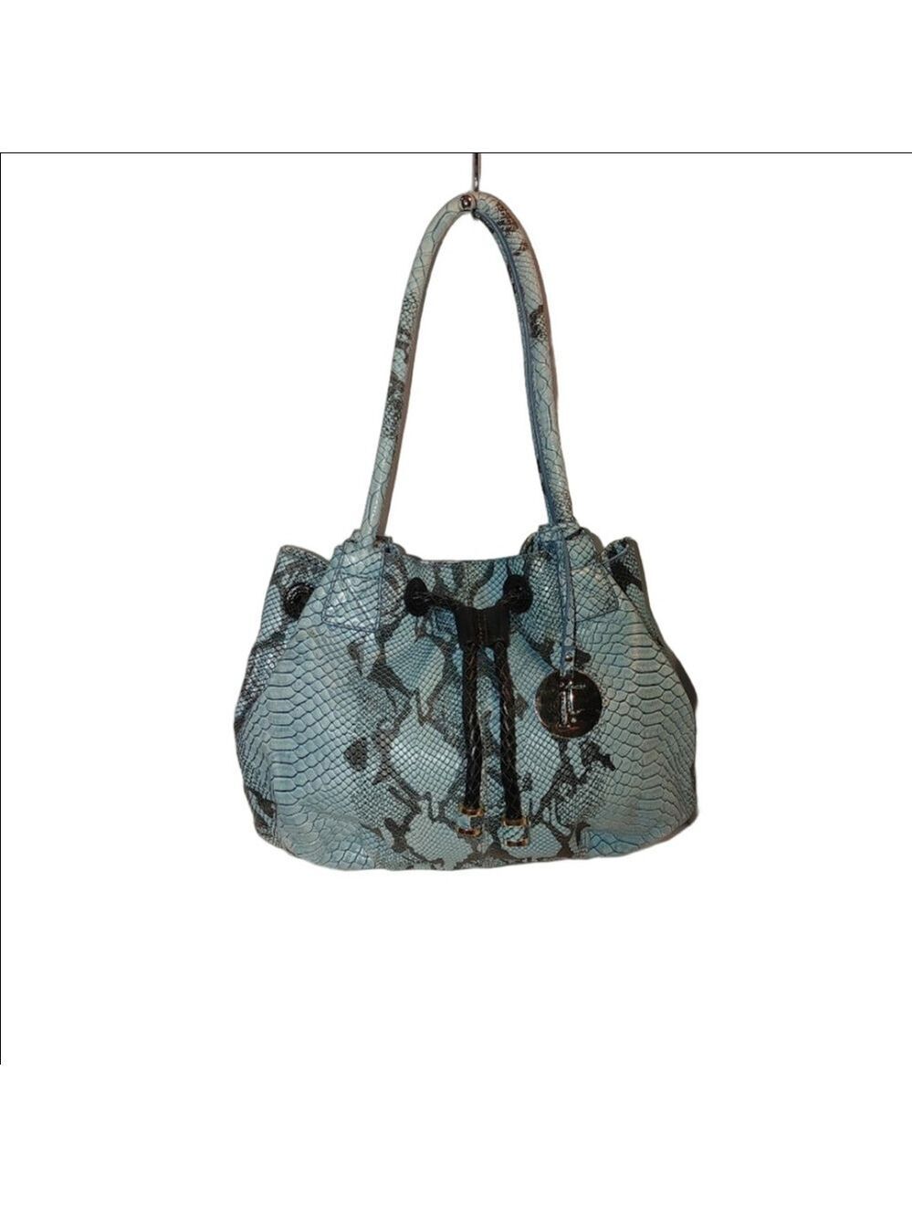 RARE Iris Tyler Snakeskin Drawstring Leather Bag